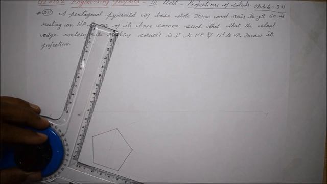 projection of solids Pentagonal Pyramid slanting edge perpendicular to HP -M3.11- EG in Tamil смотреть онлайн