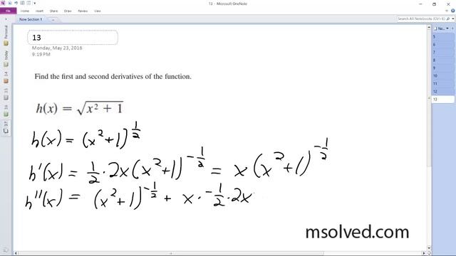 y = sqrt(x^2 + 1), Find the first and second derivatives of the function. смотреть онлайн