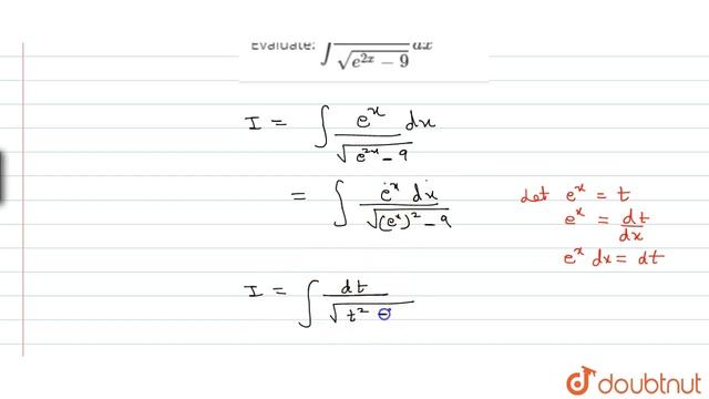 Evaluate: `int e^x/sqrt (e^(2x)-9)dx` смотреть онлайн