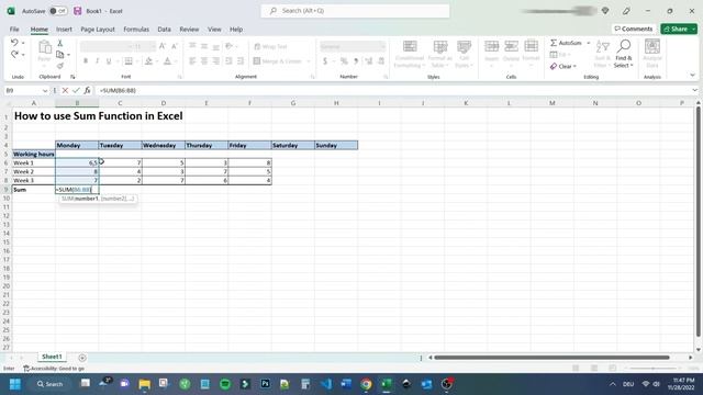 How to Add Numbers in Excel using Sum Function смотреть онлайн