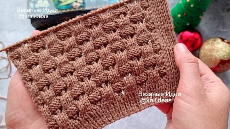 Красивый шахматный узор спицами! смотреть онлайн