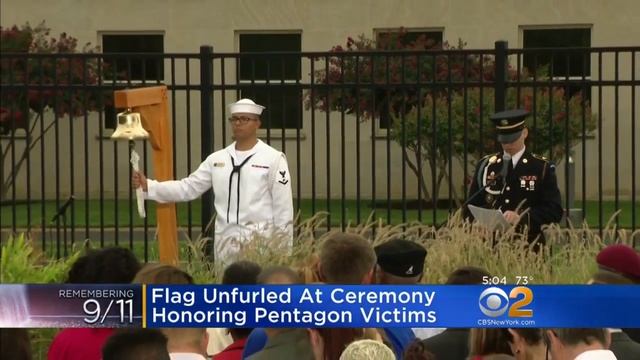 Flag Unfurled At Ceremony Honoring 9/11 Victims At Pentagon смотреть онлайн