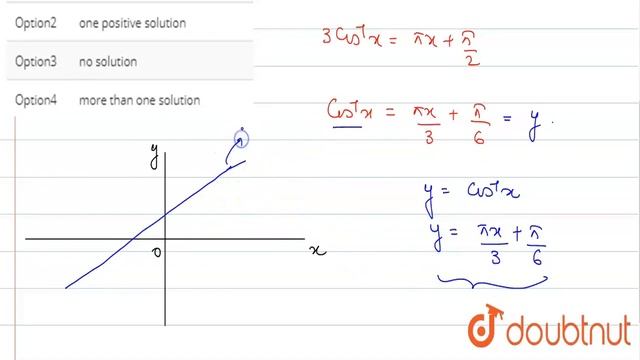 The equation 3 cos^(-1) x - pi x - (pi)/(2) =0has | 12 | INVERSE TRIGONOMETRIC FUNCTIONS | MATH... смотреть онлайн