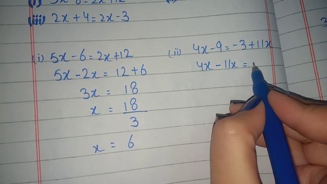 Solve Equations | Variable on both side | 5x-6=2x+12 | 4x-9=-3+11x | 2x+4=2x-3 | find the value of смотреть онлайн