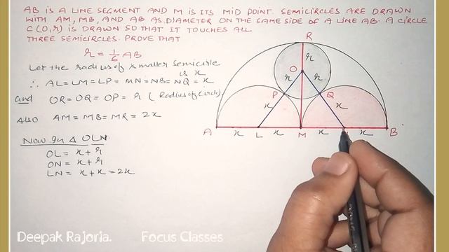AB is a line segment and M is its mid point. Semicircles are drawn with AM, MB and AB as diameter o смотреть онлайн