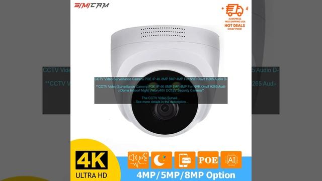 1005005556916868 CCTV Video Surveillance Camera POE IP 4K 8MP 5MP 4MP For NVR Onvif H26 смотреть онлайн