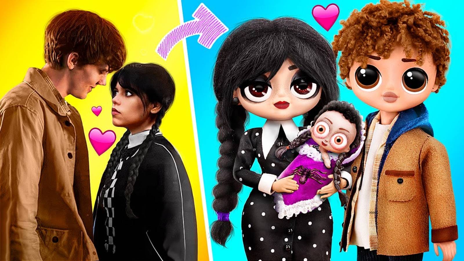 Семья Уэнздэй и Тайлера! 30 идей для кукол ЛОЛ смотреть онлайн