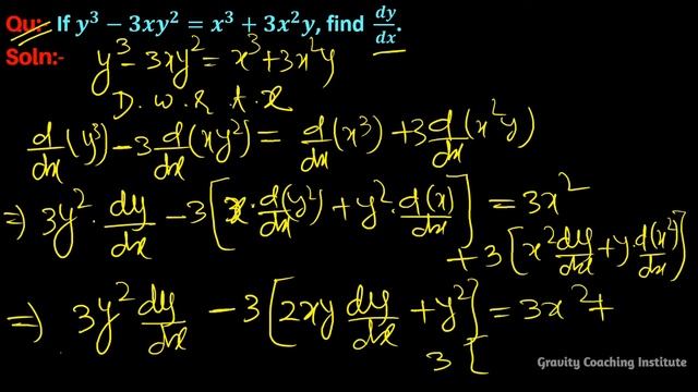 Q19 | If y^3 - 3xy^2 = x^3 + 3x^2y find dy/dx | Implicit Function | If y3 - 3xy2 = x3 + 3x2y find d смотреть онлайн