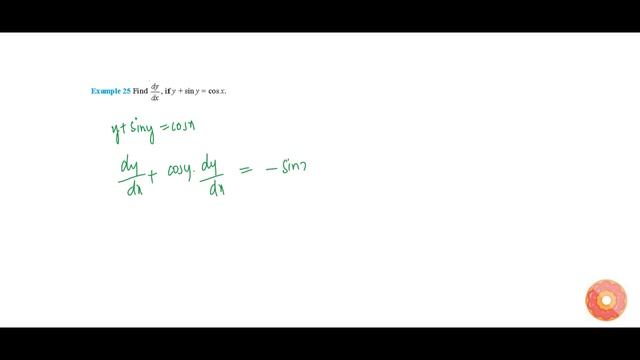 Find `(dy)/(dx)` , if ` y + siny = cosx`... смотреть онлайн