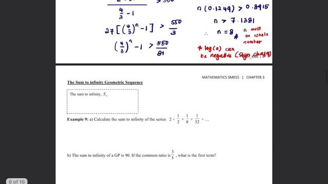 Part 2: 3.1 Geometric Progression (Sum first n terms and Sum to infinity) | Sequences and Series смотреть онлайн