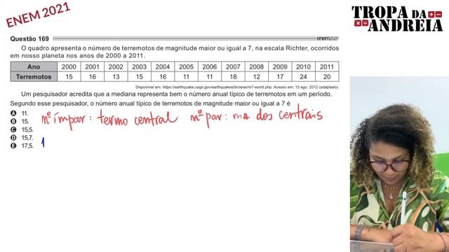 Padrões do ENEM - Questão 05 - Mediana (Estatística) смотреть онлайн