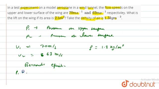 In a test experiment on a model aeroplane in a wind tunnel, the flow speeds on the upper and смотреть онлайн
