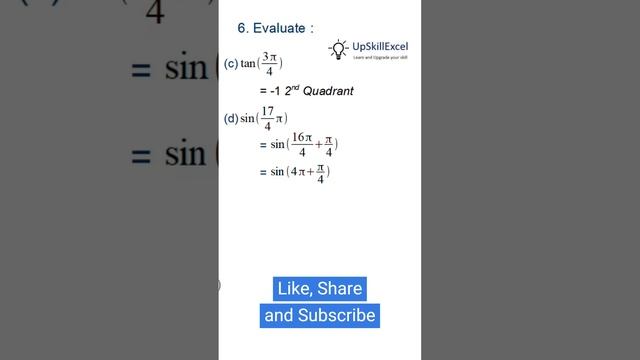 Evaluate Trigonometric Value tan(3π/4), sin(17π/4), cos(19π/3), смотреть онлайн