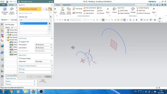 Unigraphics NX-Basics of Surface Modeling for beginners || Through curve and Swept. смотреть онлайн