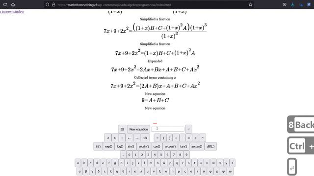 Partial Fraction Expansion of (7x+9+2x^2)/(3x+1+3x^2+x^3) Using the CAS I Created смотреть онлайн