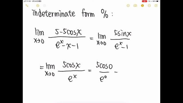 Find the limits in 77. lim x➡️0 (5 - 5 cos x)/(e^x - x - 1)78. lim x➡️0 (4 - 4e^x)/ (xe^x) смотреть онлайн