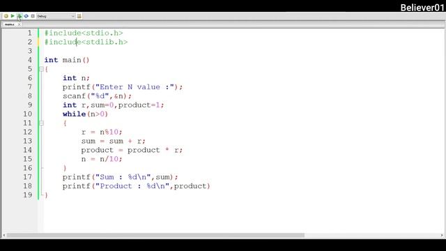 Find the Sum and Product of Individual Digits of a Positive Number | C program In Telugu смотреть онлайн