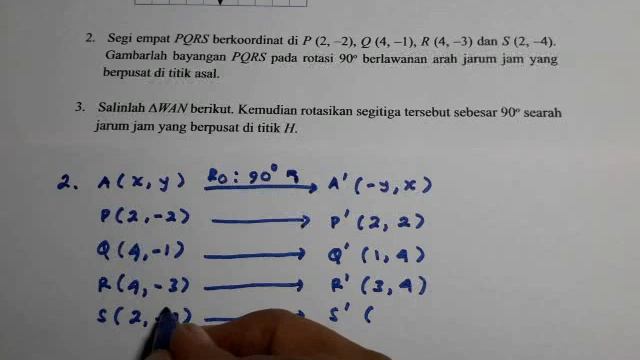 Latihan 3.3 nomor 1-4 Perputaran (Rotasi) Matematika kelas 9 Bab 3 Transformasi hal. 169 - 170 смотреть онлайн