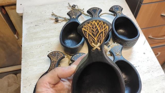 Куксы, чашки, чарки на заказ. Черные красавцы с обжигом. Wooden Kuksa Handicraft