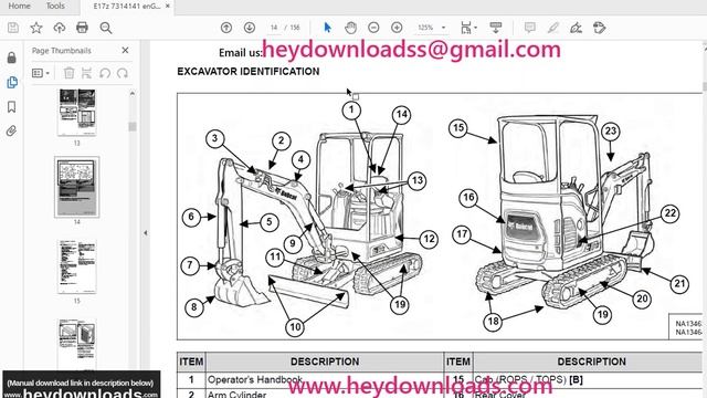 Bobcat E17z Compact Excavator Operation & Maintenance Manual 7314141(03-18) смотреть онлайн