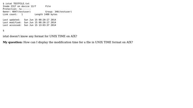 Unix & Linux: How to get modification time for a file (in UNIX TIME!) on AIX? смотреть онлайн