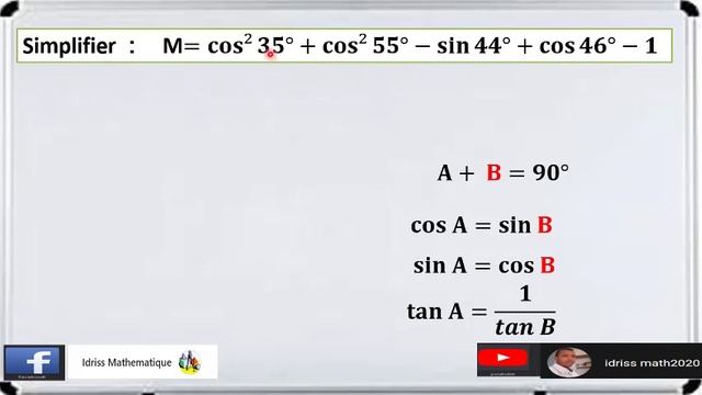 Q 12 Simplifier : M=𝐜𝐨𝐬²〖𝟑𝟓°〗+𝐜𝐨𝐬²〖𝟓𝟓°〗−𝐬𝐢𝐧〖𝟒𝟒°〗+𝐜𝐨𝐬〖𝟒𝟔°〗−𝟏 смотреть онлайн