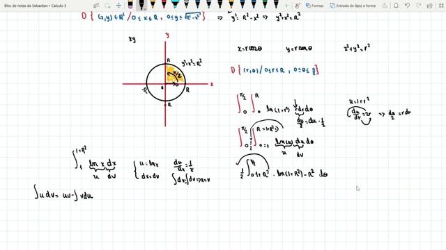 Calcular la integral doble de un logaritmo natural mediante coordenadas polares. смотреть онлайн
