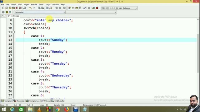 Switch case statement in C ++ language смотреть онлайн