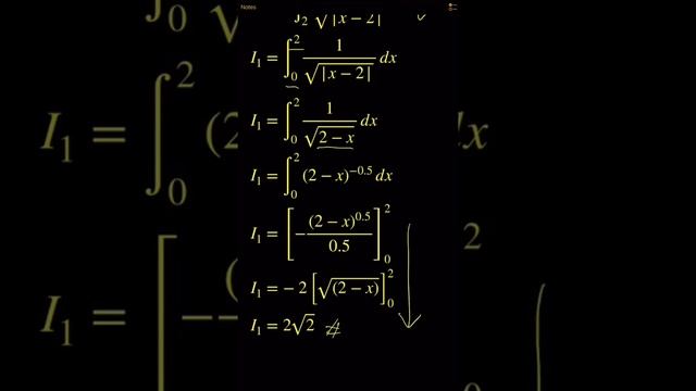Solving integration of a discontinuous function, i.e., integral 1/(sqrt(abs(x-2))) dx [0, 4]. смотреть онлайн