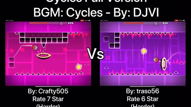 Geometry Dash = Cycles Full Version (Comparison) (Crafty505 Vs traso56) смотреть онлайн