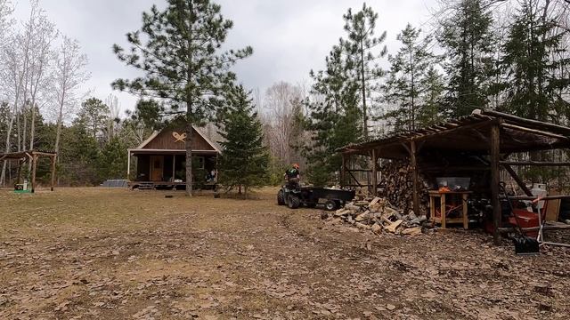 Clearing Land Around The New Off Grid Log Cabin Build: Filling The Woodshed смотреть онлайн