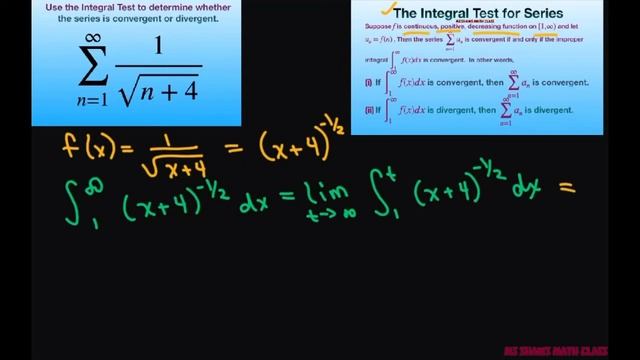 Use Integral Test to determine if series converges or diverges. {1/(sqrt(n+4)) } смотреть онлайн