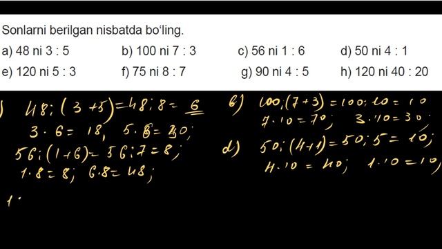 6 Sinf Matematika Proporsiyalar  Proporsiyaning Asosiy Xossasi 2 Mashq