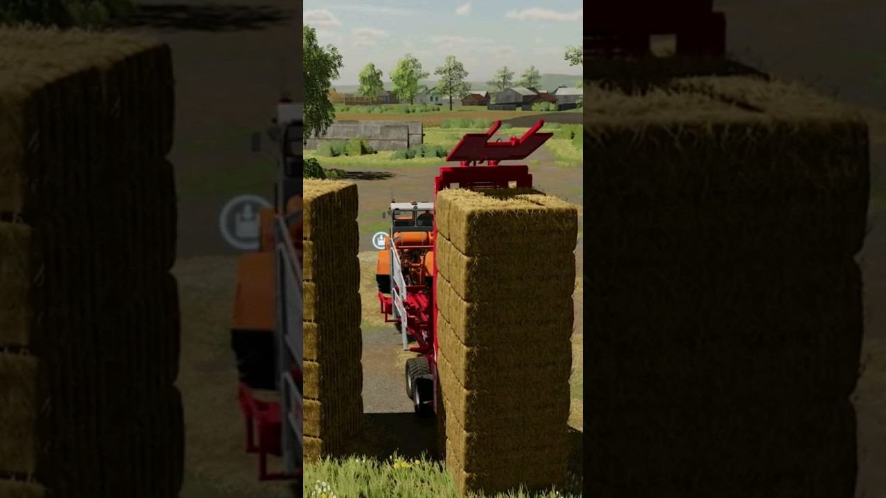 Выгрузка тюков на ферме, кировец К-700 горбатый. смотреть онлайн