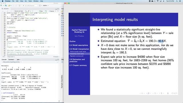 Applied Regression Modeling 2.5: Simple linear regression interpretation смотреть онлайн