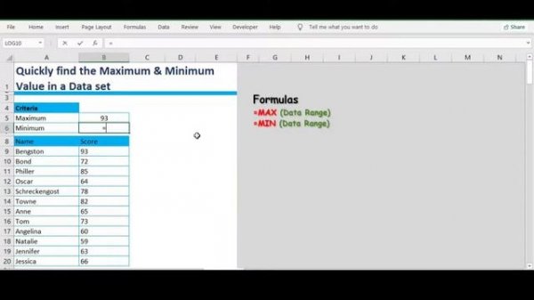 Quickly Find the Max & Min Value in a Data set