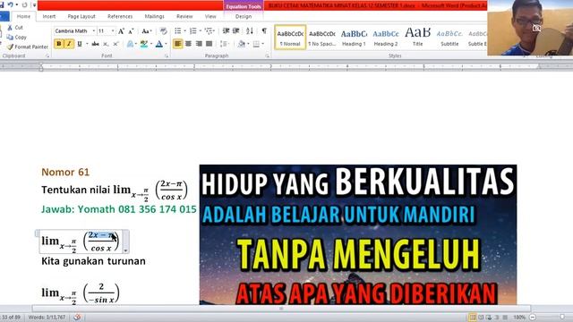 Tentukan nilai 〖lim〗┬(x→π/2 )((2x-π)/(cos x)) смотреть онлайн