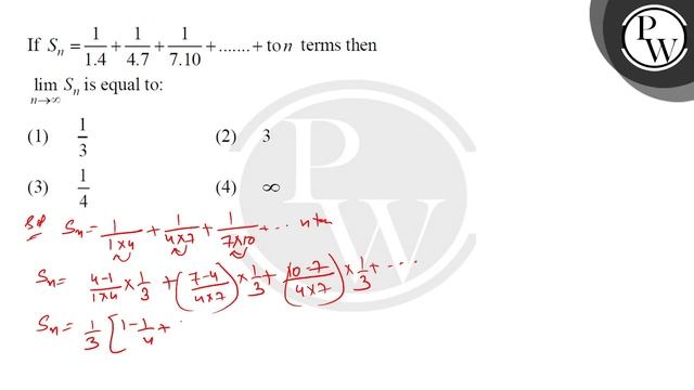 If \( S_{n}=\frac{1}{1.4}+\frac{1}{4.7}+\frac{1}{7.10}+\ldots \ldot... смотреть онлайн