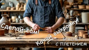 Сделай сам. Кожаный браслет с плетением внутри. Бесплатная выкройка.