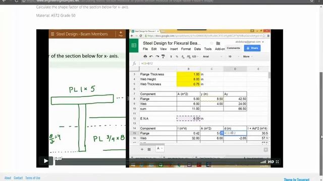 Calculating Elastic Section Modulus, Plastic Section Modulus, And Shape Factor For A T-Shape смотреть онлайн