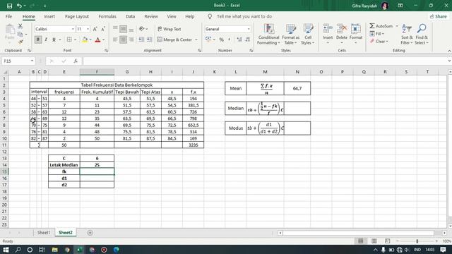Pratikum Menghitung Mean, Median, dan Modus Data Tunggal dan Berkelompok di Ms Excel смотреть онлайн
