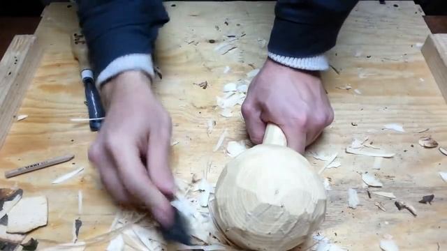 Ковш из полена с сучком. Резьба по дереву. Черпак для бани смотреть онлайн