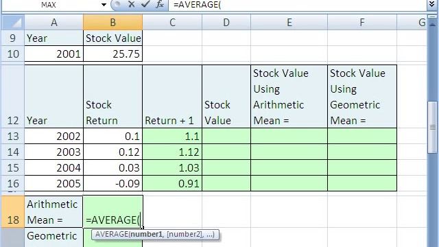 Excel Statistics 35.2: Geometric Average V Arithmetic Mean - Finance Example смотреть онлайн