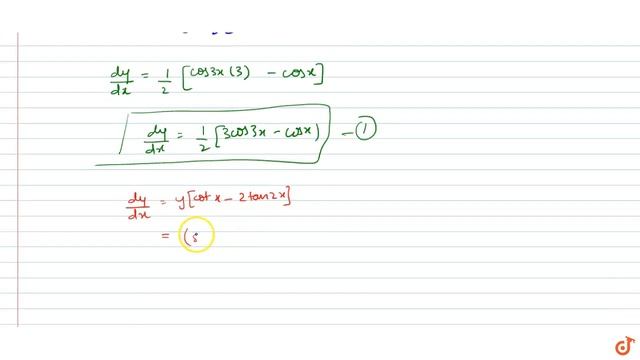 If `y=sinx.cos(2x)` then prove that `(dy)/(dx)=y[cotx-2tan2x]` смотреть онлайн