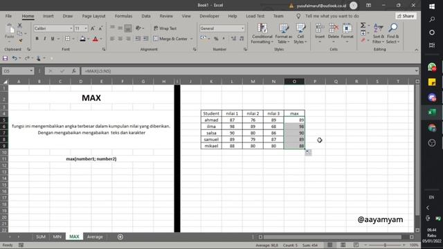 TUTORIAL EXCEL - OPERATOR MATEMATIKA DASAR(SUM, Average, Max, min, rank) - PART 1 смотреть онлайн