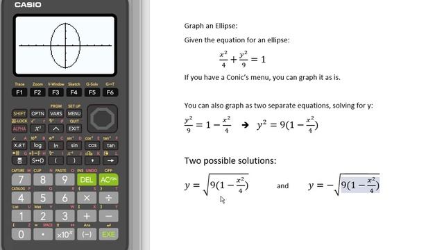 fx-9750GIII Graphing an Ellipse Two Ways смотреть онлайн