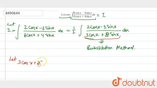 Evaluate: `int(2cosx-3sinx)/(6cosx+4sinx)dx` смотреть онлайн