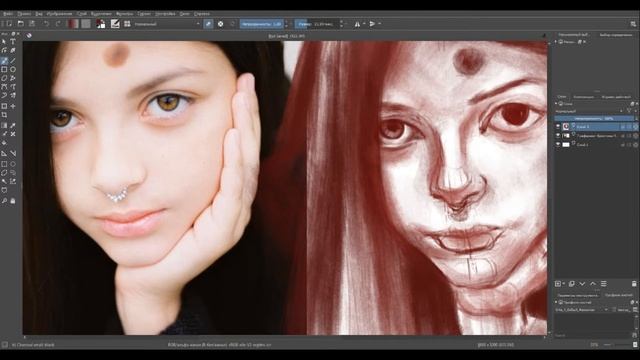 Моя KRITA. Марафон @portrait_battle. Задание №7. Имитация пастель смотреть онлайн