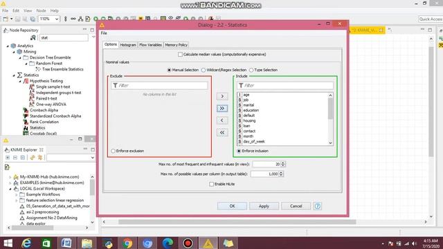 Statistics( min, max median with hitogram) in KNIME смотреть онлайн