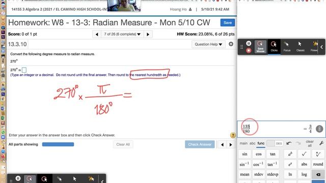 Algebra 2 - 13-3: Radian Measures смотреть онлайн